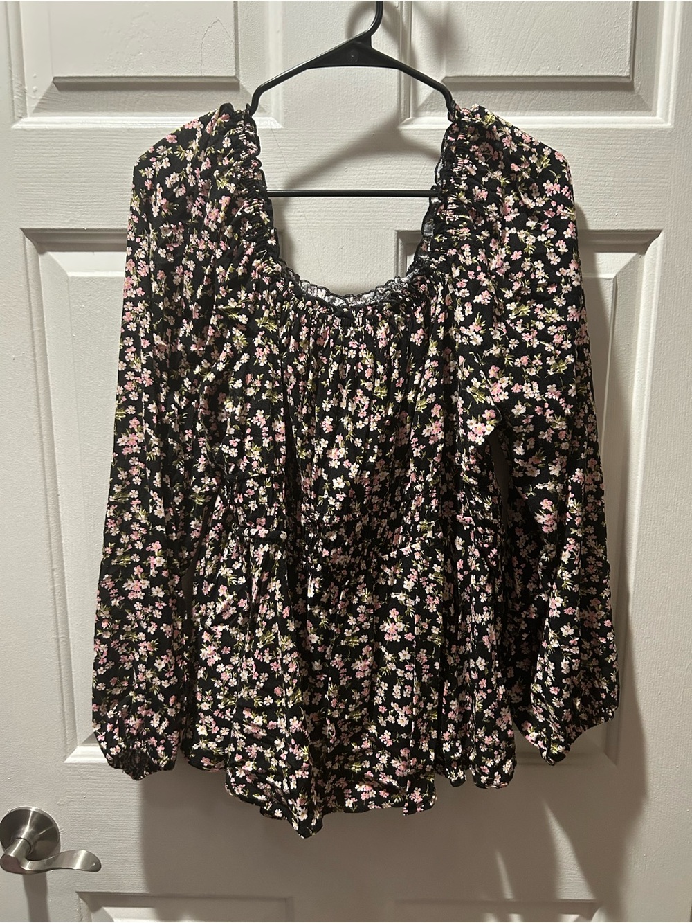 Torrid Rayon Slub Waist Detail Blouson Sleeve Peasant Blouse in Ava Ditsy Floral